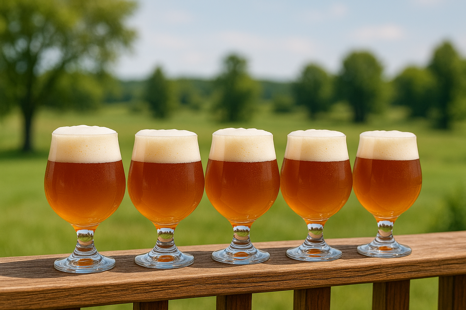 Taças Snifter enfileiradas numa sacada