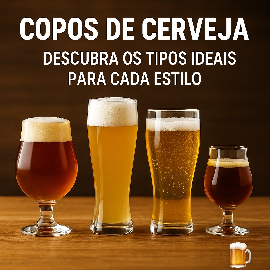 Diferentes tipos de copos de cerveja lado a lado