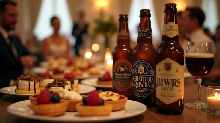 Doces finos com cerveja no casamento