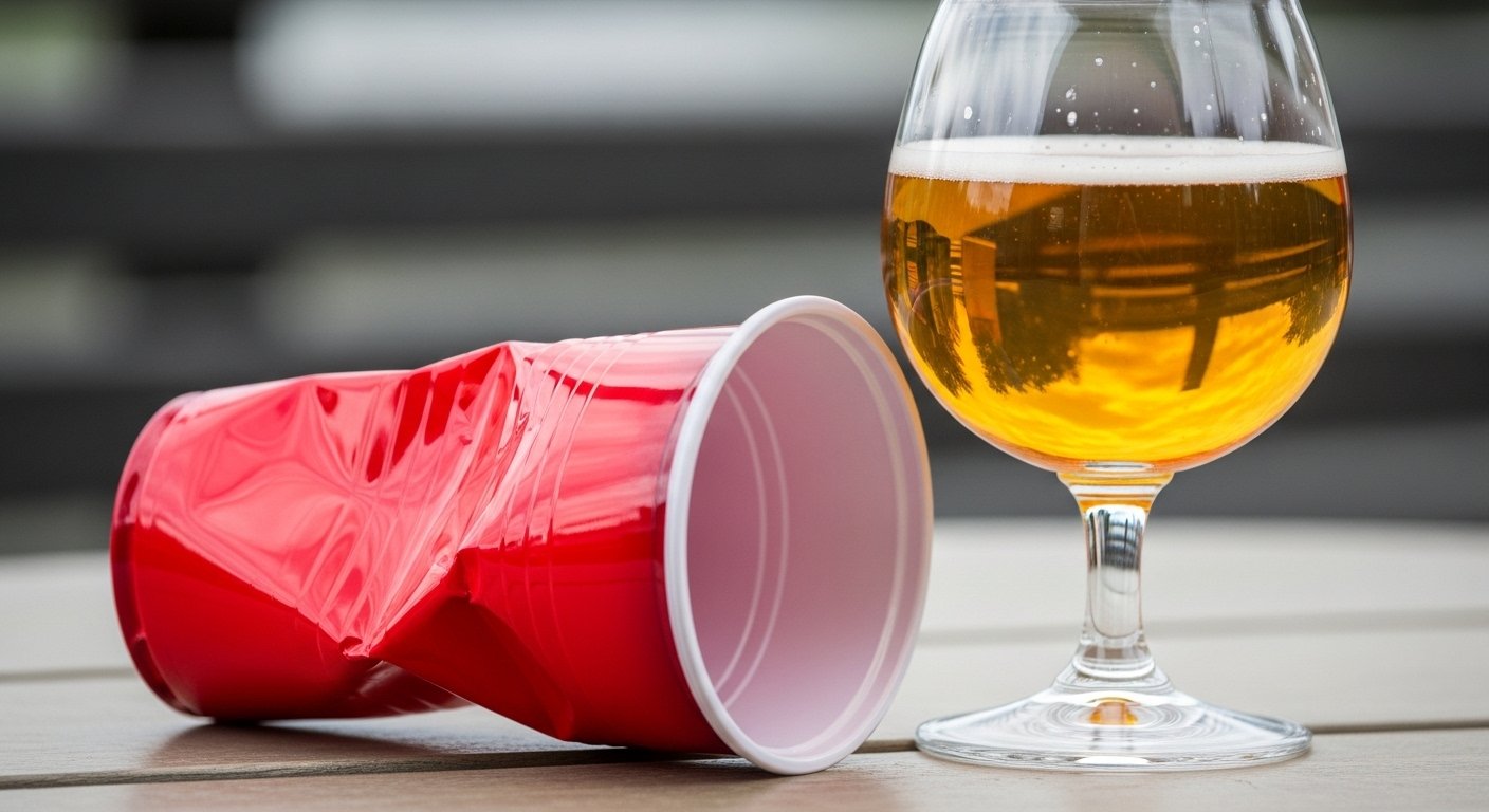 Copo vermelho cerveja