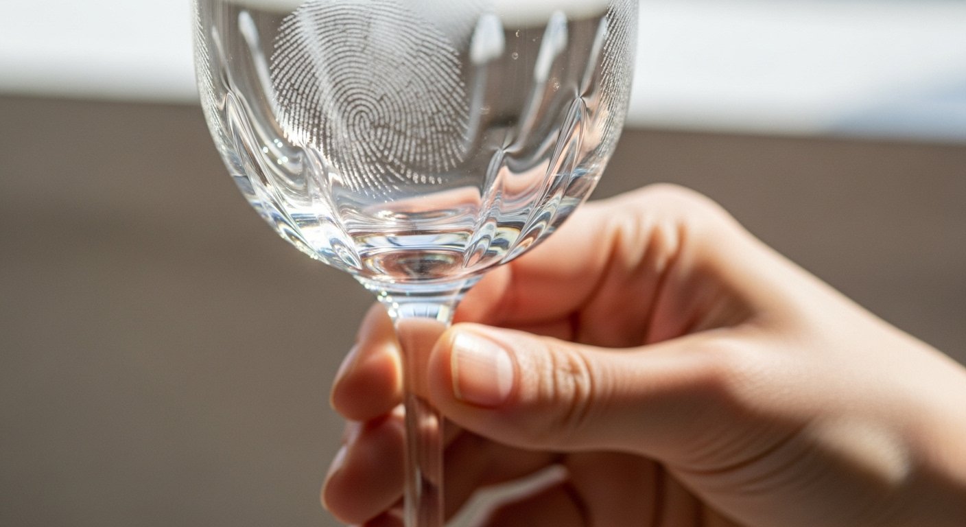 Marcas de dedo na taça de cerveja