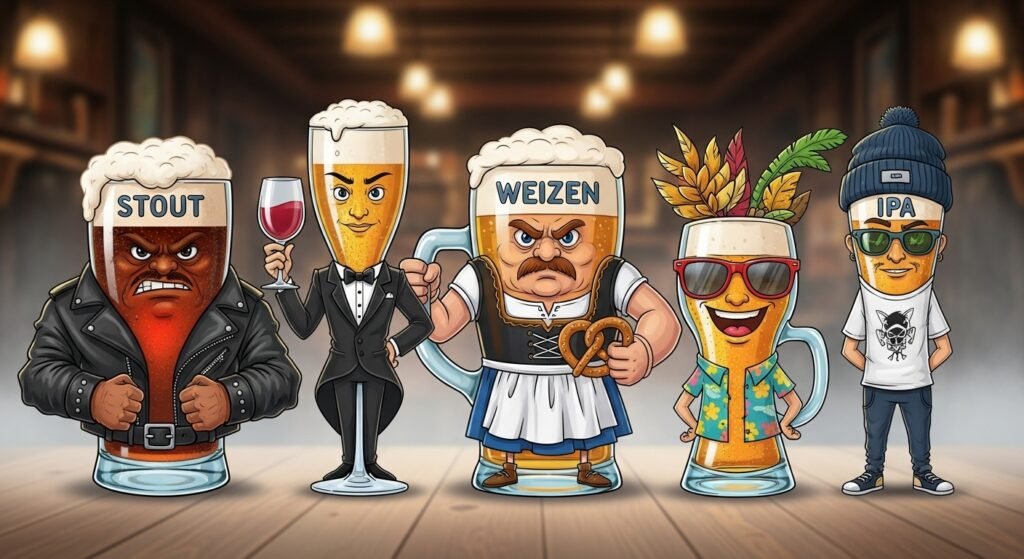 Personalidade das taças de cerveja