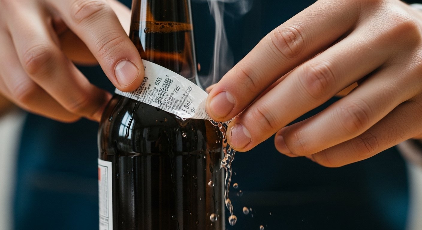 Remover rótulo da garrafa de cerveja