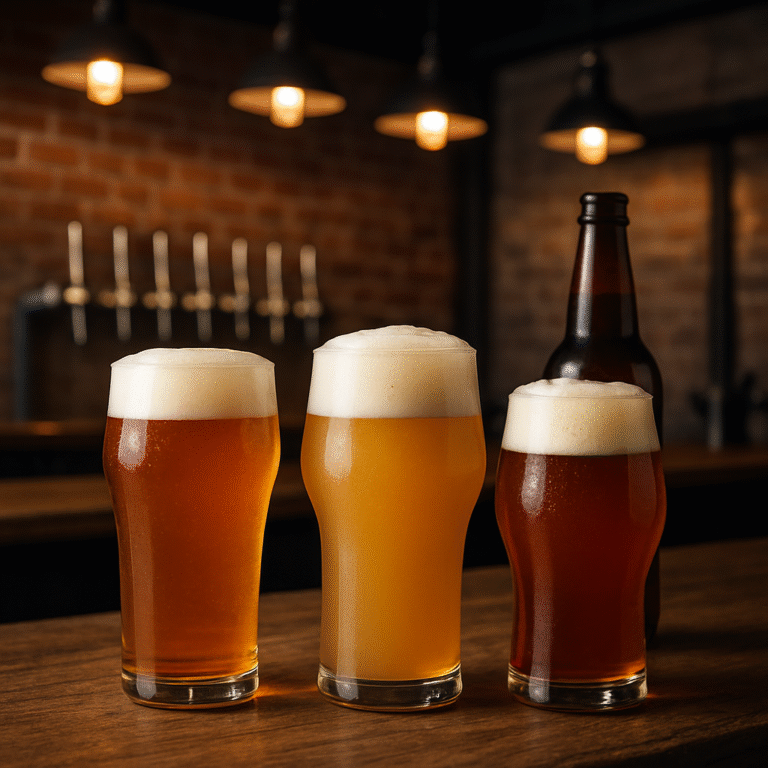 Cerveja IPA em taça tulipa com espuma cremosa